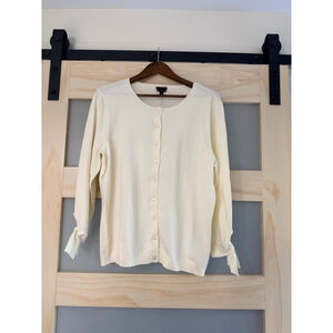 SOLD
Talbots Pima Cotton Tie-Cuff Cardigan Sweater XL Ivory Cream NWT